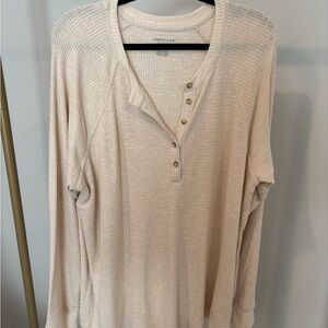 American Eagle Outfitters Beige Button Down Shirt